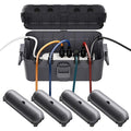 RESTMO 5-Piece Outdoor Waterproof Electrical Box Set – 12.5" x 8.5" x 5" Large & 7.1" x 2.3" x 2.3" Small, Weatherproof Boxes for Power Strip, Outlet, Plug, Socket, Timer, Holiday Light, Gray by Restmo