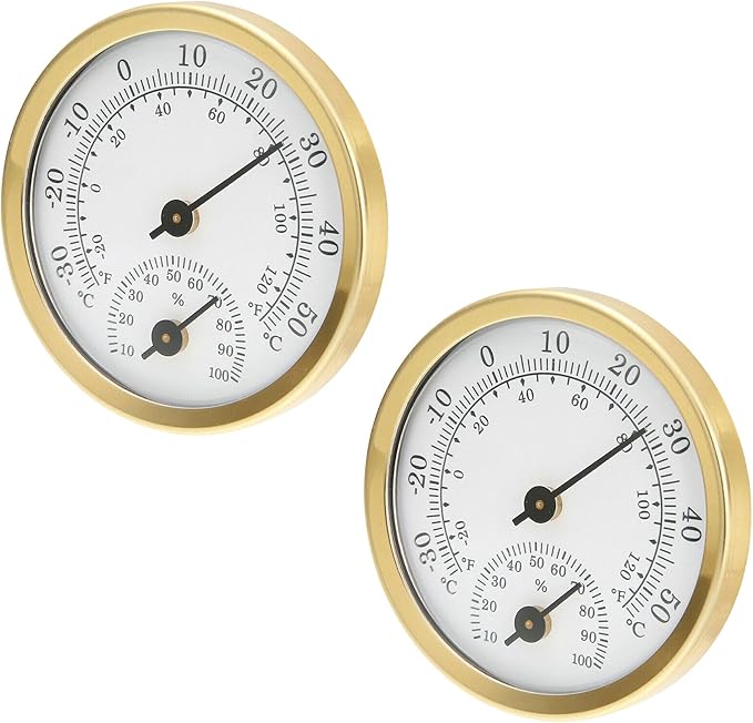 TEAMWILL Mini Analog Thermometer Hygrometer Humidity Meter Room Indoor Temperature, 2 in 1 Indoor Outdoor Temperature Humidity Monitor Gauge (2) by Unknown