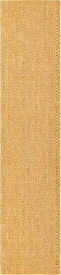 Unique Loom Collection Casual Transitional Solid Heathered Indoor/Outdoor Flatweave Area Rug (2' 7" x 12' Runner, Corn Harvest Yellow) - Image 4