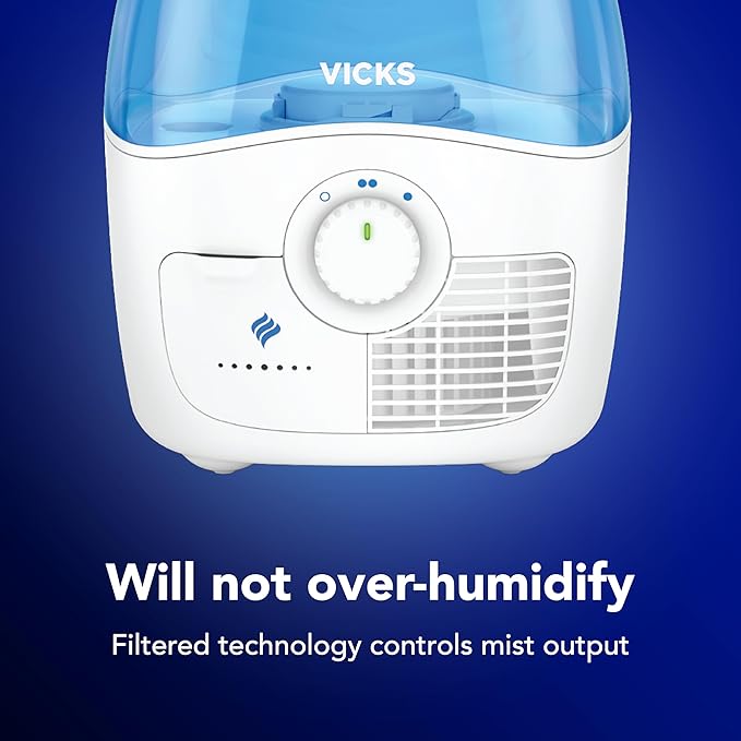 Vicks Filtered Cool Mist Humidifier, Medium Room, 1.1 Gallon Tank - Humidifier for Baby and Kids Rooms, Bedrooms and More, Works with Vicks VapoPads - Image 6