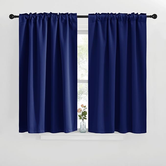 NICETOWN Blackout Curtain Panels for Living Room - (Royal Blue Color) 29x30 inch, 2 Panels Set, Room Darkening Blackout Drapes for Window - Image 2