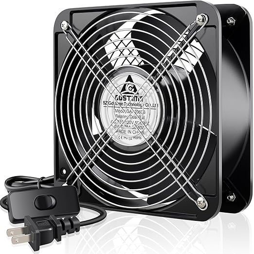 GDSTIME AXIAL Fan 20060, 110V 120V AC 200mm x 200mm x 60mm Heavy Duty Industrial Fan, for DIY Cooling Ventilation Exhaust Projects by GDSTIME