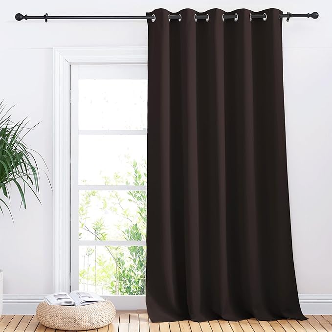 NICETOWN Sliding Door Curtains, Wide Thermal Blackout Patio Door Curtain Panel, Toffee Brown, W70 x L95, Sliding Door Drapes/Draperies with Grommet Top by NICETOWN
