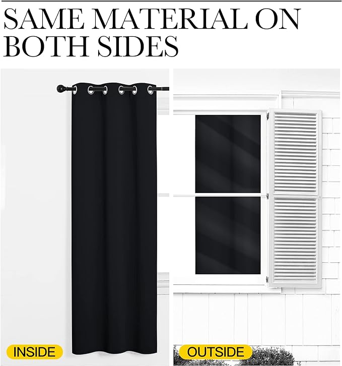 NICETOWN Black Blackout Curtain 86 inch Length, W55 x L86 Inch, 8 Grommets Top, 1 Piece, Thermal Insulated Modern Window Treatment Soundproof Drape Panel for Bedroom/Living Room - Image 6