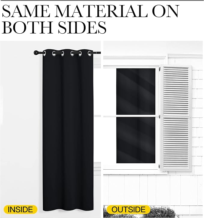 NICETOWN Door Curtain 80 Inch Length for Doorway Privacy, Room Divider Curtain Cover, Blackout Temporary Insulated Closet Drape for Bedroom Closet (1 Panel, 6.7ft Tall x 2.8ft Wide, Black) - Image 6