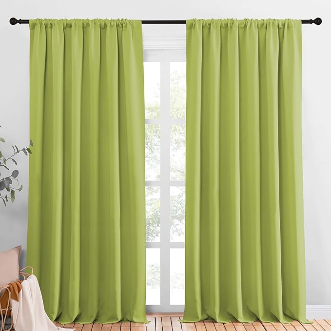 NICETOWN 2 Panels Blackout Curtains, Rod Pocket Thermal Insulated Drapess for Bedroom, Privacy Protection Easy-Care Heavy Duty Curtains for Living Room/Dining Room, W70 x L95 inches, Fresh Green by NICETOWN