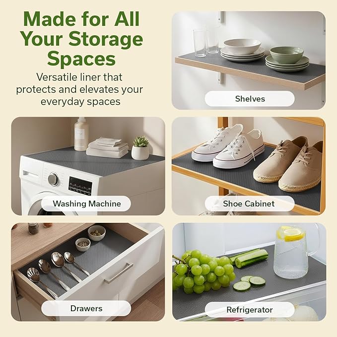 EVALAND Shelf Liners for Kitchen Cabinets Non-Adhesive 17.7" x 33 FT Grey Drawer Liner Non Slip, Washable Cabinet Liner, Waterproof Shelf Liners for Cabinets, Refrigerator Bathroom Pantry Cabinet Mat - Image 4