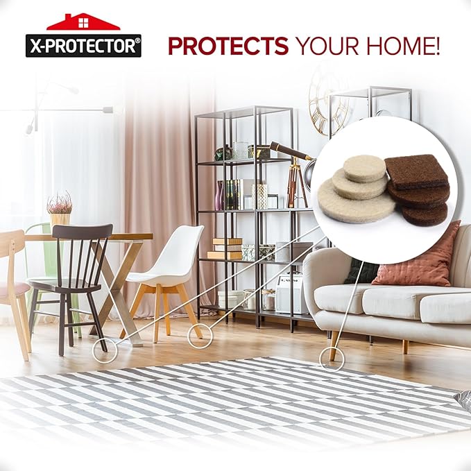 235 pcs Felt Furniture Pads Brown & Beige X-Protector! Huge Quantity of Furniture Pads for Hardwood Floors – Your Ideal Wood Floor Protectors for Furniture. Protect Any Type of Hard Floor! - Image 6