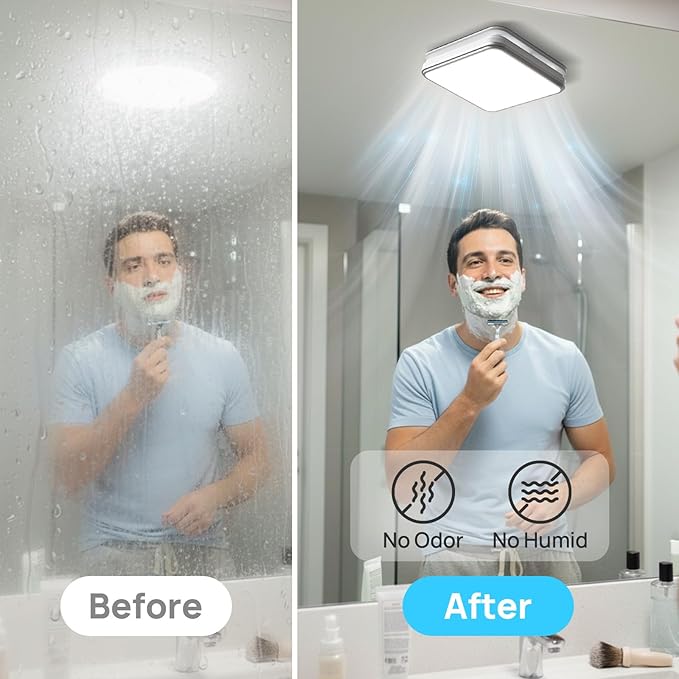Consciot Bathroom Exhaust Fan with Light, 160 CFM, 1.0 Sone Super Quiet, Bathroom Ventilation Fan with 1500Lm LED Light Warm/Neutral/Cool White Selectable & Nightlight - Image 5