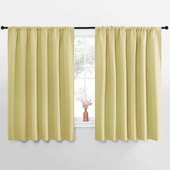 NICETOWN Blackout Curtains for Bedroom, Blackout Curtain Panels, Paler Yellow, 1 Pair, 70 by 63-inch, Window Treatment Energy Saving Thermal Insulated Solid Rod Pocket Blackout Drapes/Draperies by NICETOWN