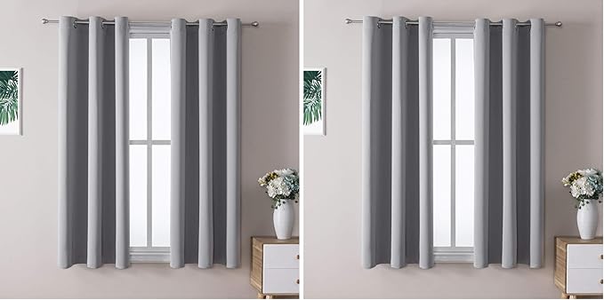 ChrisDowa Grommet Blackout Curtains for Bedroom and Living Room - 2 Panels Set Thermal Insulated Room Darkening Curtains (Light Grey, 42W x 63L) (Pack of 2) by ChrisDowa