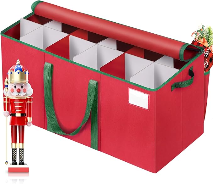 Nutcracker and Figurine Collectibles Storage Box， Large Ornament Storage Organizer Stores Up to 12 Holiday Figurines-Carolers, Santa Figure, or Nut Cracker Ornaments (Red/15 Inches) by Unknown