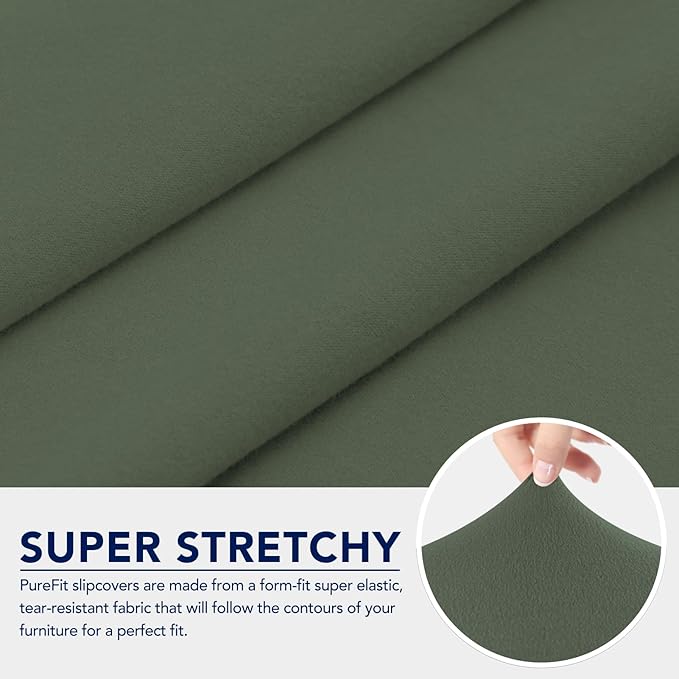 PureFit 100% Dual Waterproof Couch Cover Slipcovers for Couches and Sofas - Stretch Non Slip Fleece Sofa Covers Washable, Leakproof Furniture Protector for Kids, Pets (Oversized Sofa, Greyish Green) - Image 5
