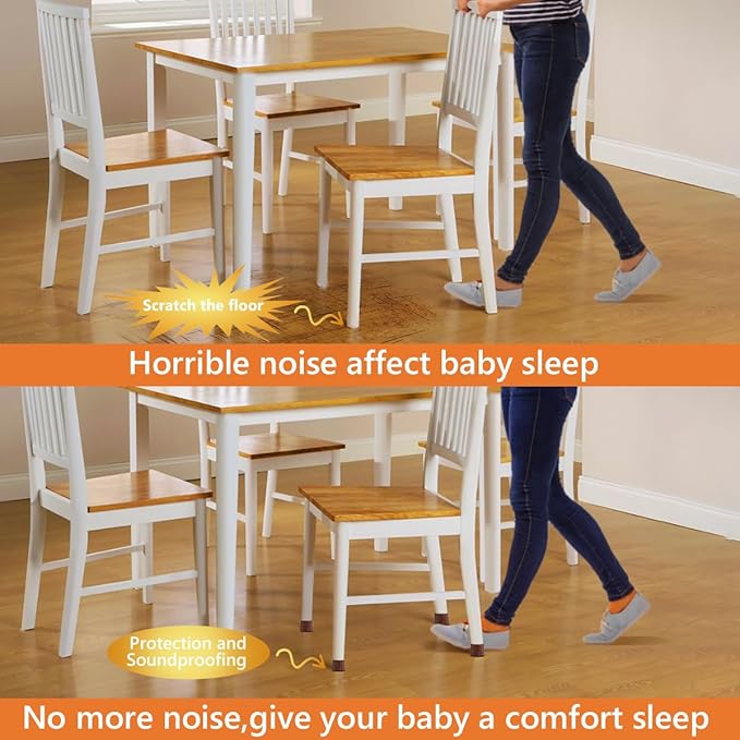 36pcs Round Chair Leg Floor Protectors, Felt Pads Chair Leg Protectors for Hardwood Floors, Silicone Furniture Feet Cups Covers Felt Pads, Prevents Scratches & Reduce Noise, Brown, Large - Image 5