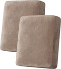 H.VERSAILTEX Velvet Stretch Couch Cushion Cover Plush Cushion Slipcover for Chair Loveseat Sofa Cushion Furniture Protector Seat Cushion Sofa Cover (2 Piece Medium Sofa Cushion Covers, Taupe) by HVERSAILTEX