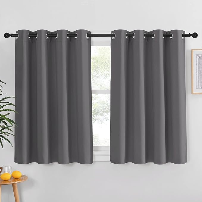 NICETOWN Blackout Curtain Panel for Bedroom - Window Treatment Thermal Insulated Solid Grommet Blackout Drape for Living Room (1 Panel, 52 by 45 inches, Grey) by NICETOWN