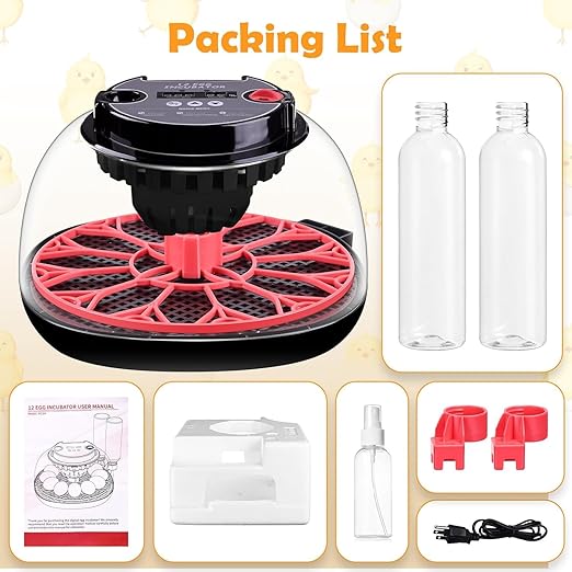Egg incubators for Hatching Eggs, Automatic Egg Turning 12-24 Poultry Incubator with Temperature Control,Automatic Water Adding,℉ Display,360° View for Hatching Chickens, Duck,Quail,Goose Eggs (M12H) - Image 6