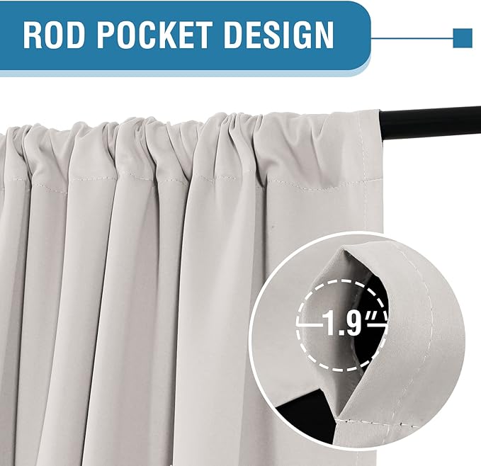 H.VERSAILTEX 100% Blackout Curtains for Bedroom Thermal Insulated Curtains & Drapes Blackout Curtains 84 Inches Long Rod Pocket Curtains for Living Room with Black Liner 2 Panels Set, Pumice Stone - Image 3