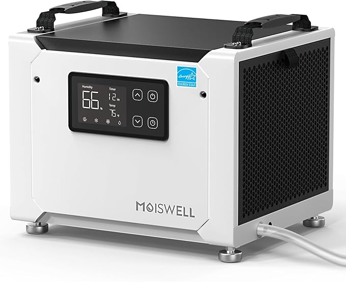 70 Pints Commercial Dehumidifier with Drain Hose, Compact Crawl Space Dehumidifiers for Basement and Home, Energy Star Certified, Automatic Defrost by Moiswell