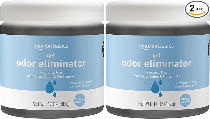 Amazon Basics Odor Eliminator, Gel, Activated Charcoal | Fragrance Free | 17 Oz | Pack of 2 by AmazonBasics