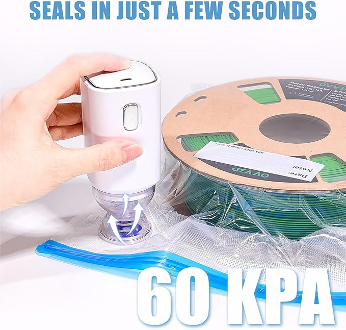 OVV3D Filament Storage Bags 30pcs, Plus Size 32X34cm 3D Printer Filament Storage Bags Vacuum Sealed Kit with 30 Desiccants, Auto Pump,Perfect for 3D Filament Storage or Using After Filament Dryer Box - Image 4