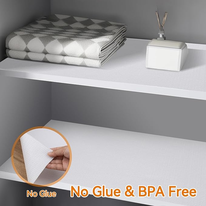 Shelf and Drawer Liner for Kitchen Cabinets Non-Adhesive, Strong Grip Non-Slip Thickened Cabinet Liners for Shelves, Waterproof Mats for Dresser Cupboard, White, 12 in x 20 Feet - Image 6
