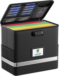 Fireproof File Box with Lock, Document Box Storage Organizer, Suitable for Hanging File Folders in Letter Size, Collapsible File Box, Reflective Strip for Fast Find (12.2"*6"*10.2, Black) by ZOOPIP
