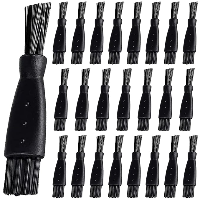 24pcs Men's Electric Shavers Cleaning Brush Double-Sided Shavers Brush Hair Brush Cleaner Tool Tiny Multi-Function Beard Brush Kit (Black) by LinMei