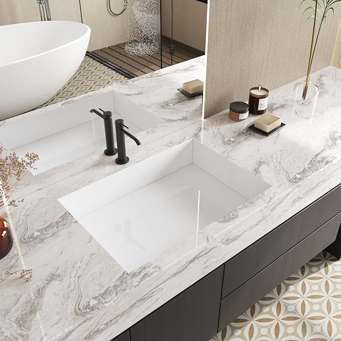 CRE8TIVE 12"x80" Glossy Beige Silver Liquid Marble Contact Paper Peel and Stick Countertops Waterproof Self Adhesive Removable Marble Wallpaper Kitchen Countertop Contact Paper for Bathroom Table Tops - Image 4