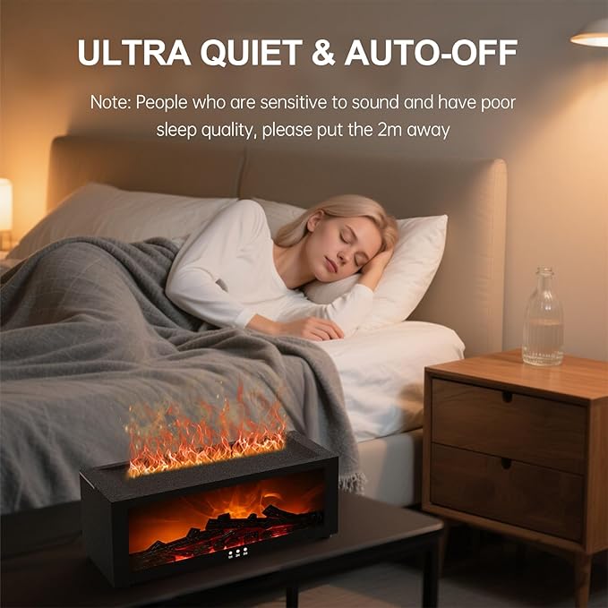 Fireplace Diffuser Humidifier,Fireplace Aromatherapy Essential Oil Diffuser, Ultrasonic Colorful Cool Mini Flame Fire Aroma Humidifier with Timer for Home,Bedroom,Office,Yoga - Image 3