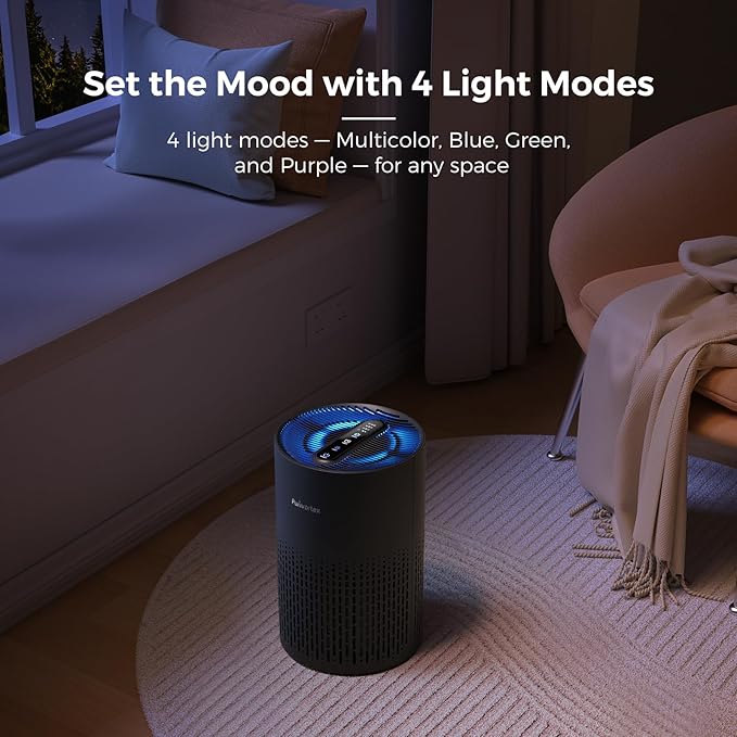 Purivortex Air Purifiers for Bedroom, Quiet Air Purifier with HEPA Filter for Pollen, Smoke, Dust, Pet Dander, Odor, Hair, Ozone Free, Covers Up to 880 Sq Ft, PX500 Black - Image 7