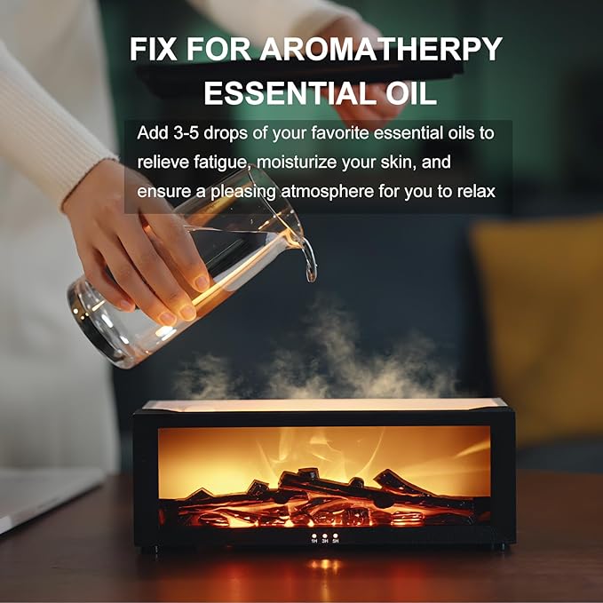 Fireplace Diffuser Humidifier,Fireplace Aromatherapy Essential Oil Diffuser, Ultrasonic Colorful Cool Mini Flame Fire Aroma Humidifier with Timer for Home,Bedroom,Office,Yoga - Image 6