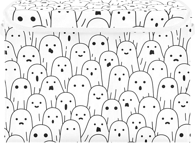 xigua Halloween Ghosts Storage Bins with Lids and Carrying Handle,Foldable Storage Boxes Organizer Containers Baskets Cube with Cover for Home Bedroom Closet Office by LLCxigua