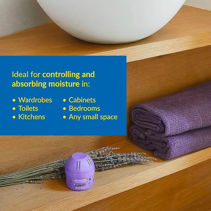 HUMYDRY Moisture Absorber Device, Mini Pack of 12 of 2.6oz, Small Space Dehumidifier and Air Freshener with Lavender Scent, Non Electric Humidity Absorber for Closet Bedroom and Compact Areas - Image 3