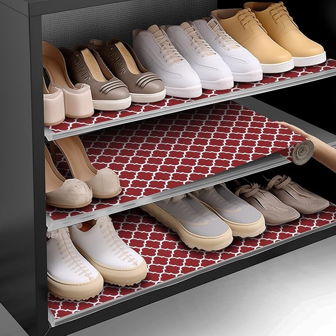 Shelf and Drawer Liner for Kitchen Cabinets Non-Adhesive, Strong Grip Non-Slip Thickened Cabinet Liners for Shelves, Waterproof Mats for Dresser Cupboard, Red/White, 17 in x 30 Feet - Image 7