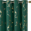 BUHUA Gold Blackout Curtains 84 Inches Length for Christmas, Thermal Curtain for Bedroom 2 Panels Set, Room Darkening Curtains with Wave Vine (52W×84L Emerald Green) by BUHUA