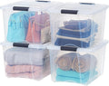 IRIS USA 40 Qt Stackable Plastic Storage Bins with Lids, 4 Pack - BPA-Free, Made in USA - See-Through Organizing Solution, Latches, Durable Nestable Containers, Secure Pull Handle - Clear by IRISUSA