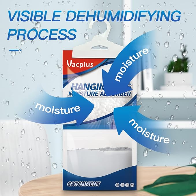 Vacplus Moisture Absorbers Packets, Fragrance Free 15 Pack, Humidity Packs, Dessicant Packets, Hanging Closet Dehumidifier Bags, Odor Eliminator for Bathroom 9.8OZ - Image 3