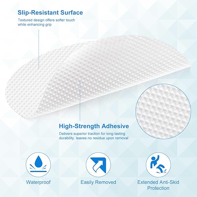 Anti Slip Shower Stickers - 50 PCS Bathtub Non Slip Stickers with Premium Scraper for Bath Tub Shower Bathroom Edge of Bath Tub Shower Floor Swimming Pool Stairs Ladders Boats (White) - Image 4