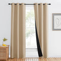 NICETOWN Living Room Completely Shaded Draperies, Biscotti Beige, 1 Piece, W42 x L80, Privacy Protection & Noise Reducing Ring Top Drapes, Black Lined Insulated Window Treatment Curtain Panel by NICETOWN