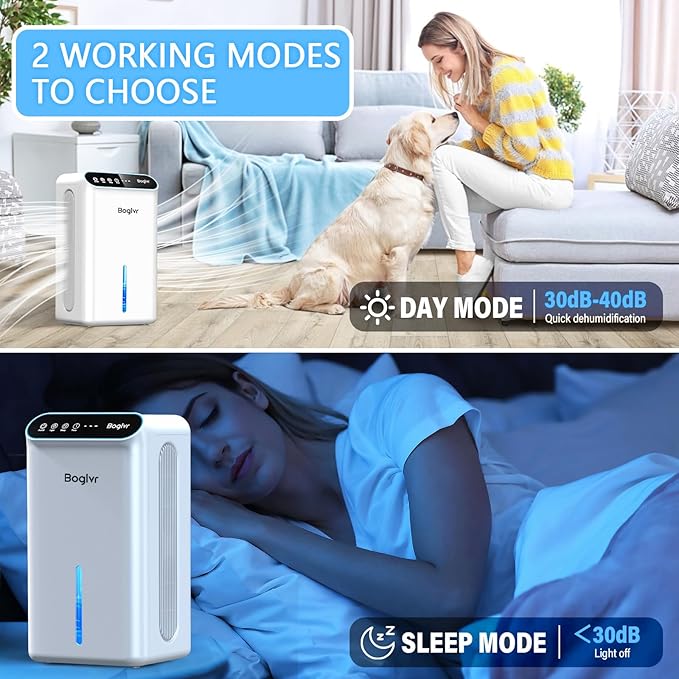Dehumidifier for Home, 85 OZ Water Tank, (800sq.ft) Small Dehumidifiers for Bathroom Bedroom Basement with Drain Hose, Auto Shut Off, 3 Gear Timer, Sleep Mode, 7 Colors LED Light - Image 4
