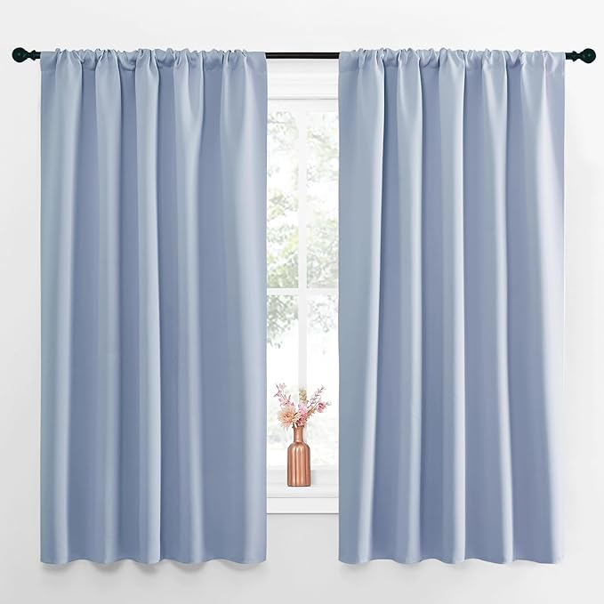 NICETOWN Blackout Curtains for Living Curtains, Vintage Blue, Set of 2, 52 by 63 Inch, Window Treatment Blackout Curtain Panels, Home Decor Thermal Insulated Solid Drapes for Bedroom by NICETOWN