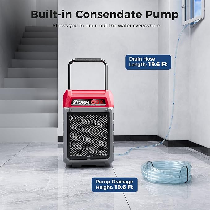 ALORAIR 170 PPD Commercial Dehumidifier with Pump & Drain Hose Cover up to 2,100 Sq.Ft Space Industrial Use Portable Handle Dehu with Wheels for Water Damage Restore, Carpet Drying - Image 3