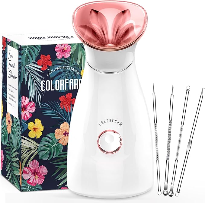 Colorfarm Facial Steamer Nano Ionic: Face Steamer Deep Cleaning Unclogs Pores - Humidifier Hot Mist Home Sauna Spa for Women Men Sinuses Moisturizing by Colorfarm