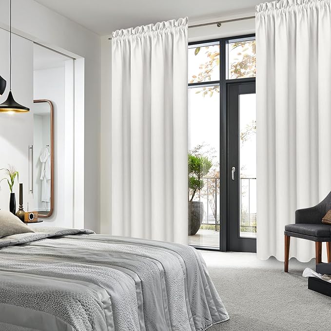 DWCN Blackout Curtains Thermal Insulated, Energy Saving & Noise Reducing Bedroom and Living Room Curtains, Ivory, W 38x L 72 Inch, Set of 2 Rod Pocket Curtain Panels - Image 2