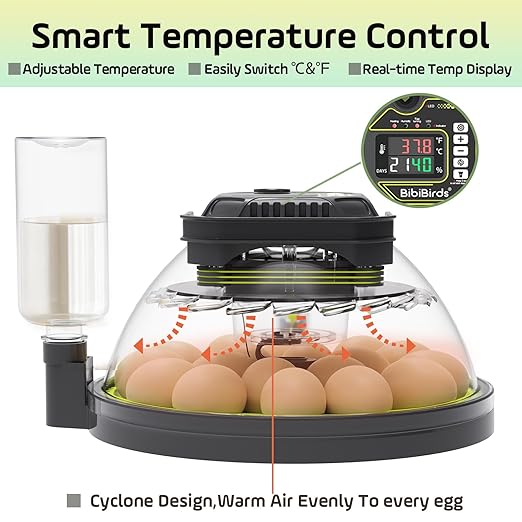 Egg Incubator with Automatic Egg Turning and Humidity Control,Built in Atomizer, Auto Egg Turner, Auto Stop Flip,18egg,Egg Candler, Hatching Small Quail Chicken Duck Goose at Home Backyard - Image 5