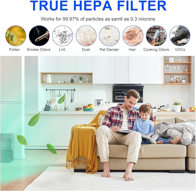 (3-Pack) Replacement True HEPA Filters Compatible with Afloia AQ8 Q8/ Honati/Hysure Q7/Tenergy Sorbi DH02 Air Purifier 2-in-1 Dehumidifier(1000ML),H13 Air Clean Dust VOCs - Image 7
