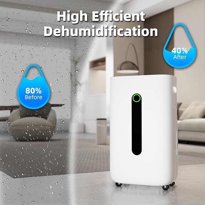 AIRPLUS 4500 Sq.Ft 70 Pint Dehumidifier for Basements,1.35gallon Water Tank,Smart Dehumidifiers for Home,Dehumidifier with Drain Hose for garage,basement,bathroom - Image 2