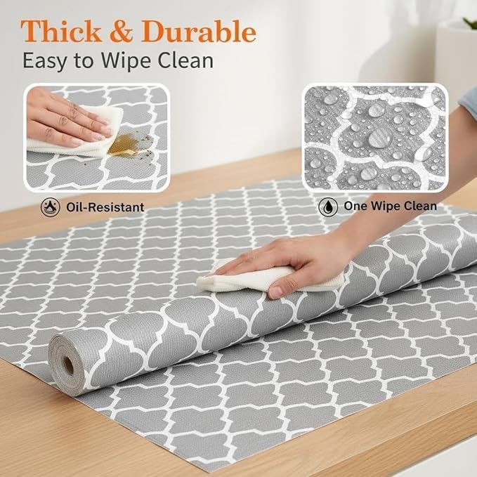 Coavas Extra Grip Thickened Shelf and Drawer Liner - Non-Adhesive Non-Slip Waterproof Mats for Kitchen Cabinets, Drawers, Shelves, Dresser & Cupboard, Easy Cut DIY (Gray, 12IN x 10FT) - Image 4