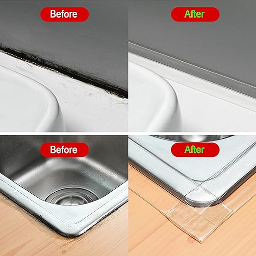 Caulk Tape Self Adhesive,Caulking Tape for Bathroom Sealant Strip Caulk Strip,Waterproof Caulking Sealing Tape for Bathroom, Toilet, Kitchen Countertop,Bathroom,Toilet (Clear-1.5IN-10.5FT-A) - Image 4